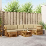 vidaXL Seturi de canapele 8 pcs Natural și Bej Lemn Solid de Acacia 3375193