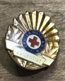 (N) [Militar/Sanitar] Insigna Crucea Roșie A R.S.R. - Evidențiat, Emailată