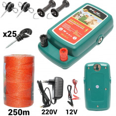 Kit pachet gard electric 2 Joule 12 220V fir 250m 25 izolatori (BK92717-250-01)