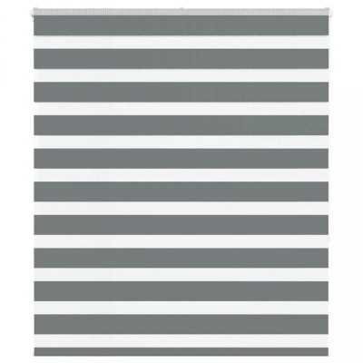 vidaXL Jaluzea tip zebra gri &amp;icirc;nchis lățime țesătură 120,9 cm poliester foto