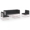 Set mobilier de gradina cu perne, 6 piese, lemn masiv de pin
