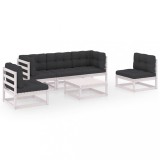 Cumpara ieftin Set mobilier de gradina cu perne, 6 piese, lemn masiv de pin