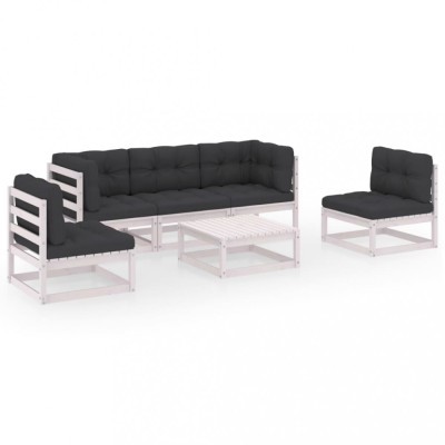 Set mobilier de gradina cu perne, 6 piese, lemn masiv de pin foto