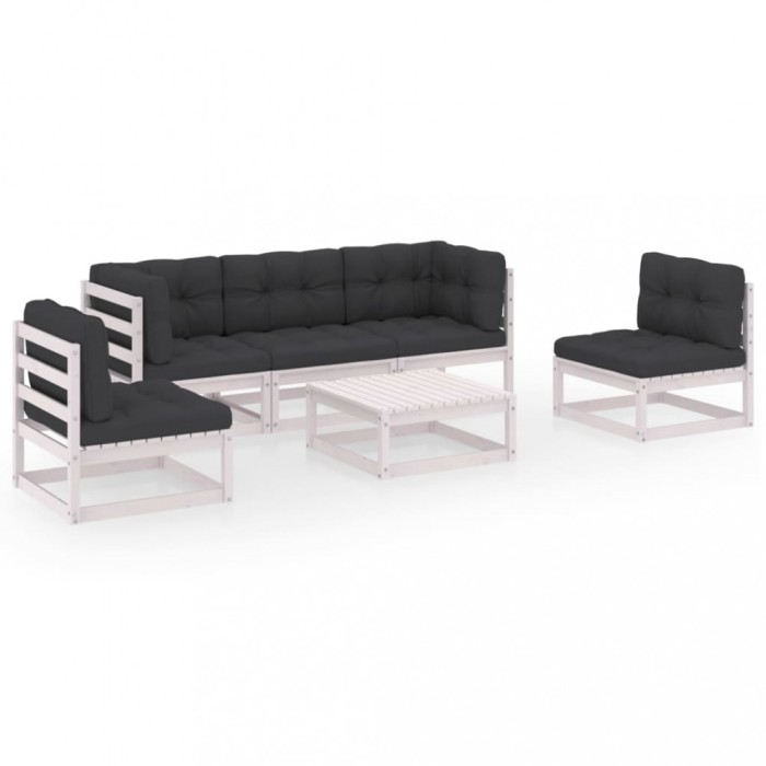 Set mobilier de gradina cu perne, 6 piese, lemn masiv de pin