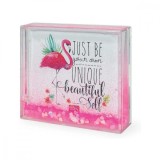 Cumpara ieftin Rama foto - Flamingo Glitter Photo Frame-Just Be Your Own Unique Beautiful Self, 8.8x10.7cm | Legami