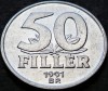 Moneda 50 FILERI - UNGARIA, anul 1991 *cod 3687 B, Europa, Aluminiu