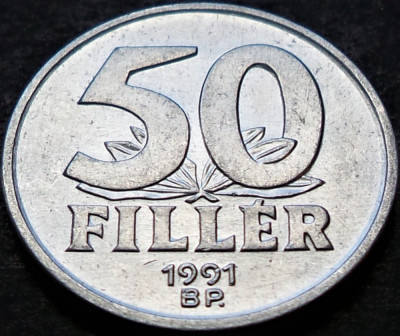 Moneda 50 FILERI - UNGARIA, anul 1991 *cod 3687 B foto