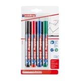 Set markere pentru tabla Edding 360, varf rotund, 1.5 - 3 mm, 4 culori/set ( negru, rosu, albastru, verde)