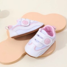 Adidasi albi cu roz pentru fetite - Baby (Marime Disponibila: 6-9 luni (Marimea