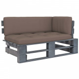 vidaXL Canapea colțar de grădină din paleți, lemn de pin gri tratat 3066561