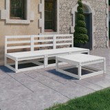 Gossi set mobilier de gradina, 4 piese, alb, lemn masiv de pin