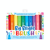 Carioci lavabile cu pensula, Big Bright Brush, set 10 culori, Ooly