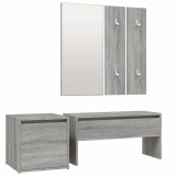 Cumpara ieftin Set de mobilier pentru hol, gri sonoma, lemn prelucrat