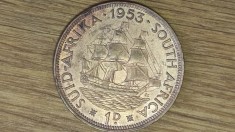 Africa de sud -moneda colectie bronz- 1 penny 1953 Elisabeta -superb vapor panze