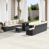 vidaXL Set de canapele pentru grădină 11 pcs Negru Rattan poli