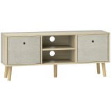 HOMCOM Comodă TV pentru TV de p&acirc;nă la 50", cu 2 sertare detașabile și 2 rafturi deschise, 110x29x46,5 cm, aspect lemn și bej | Aosom Romania