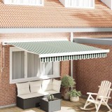 Marchiză Manuală Retractabilă Verde și Alb 300x250 cm