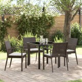 vidaXL Set de masă pentru grădină 5 pcs Maro Rattan poli