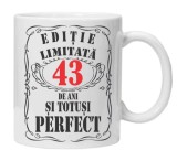 Cana alba personalizata &quot;editie limitata&quot;, 43 ani, INOVATIX&reg;. 330ml
