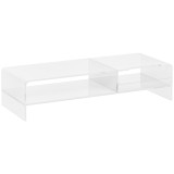 HOMCOM Suport Monitor Acrilic cu 2 Rafturi, Suport Ergonomic pentru PC, Transparent, 50.8x19x12 cm, Ideal pentru Birouri Moderne | Aosom Romania