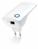 Cumpara ieftin Range Extender TP-Link TL-WA850RE, N300, 300Mbps, Wi-Fi, 2.4GHz, Alb, Antena Interna, Port RJ45