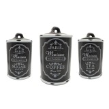 Set Ceramic PARIS, 3 recipiente pentru depozitare, Negru