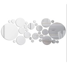 Set 31 Oglinzi Acrilice Autoadezive, Model Buline, 5 Dimensiuni, Argintiu 1 mm 14 cm 14 cm 14 cm 1 mm Argintiu 31 14 cm