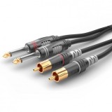 Cablu audio 2 x RCA la 2 x jack mono 6.35mm T-T 3m, HBA-62C2-0300, HICON