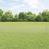 VidaXL Gard din s&acirc;rmă sudată cu 11 st&acirc;lpi U argintie 0.4x25 m oțel