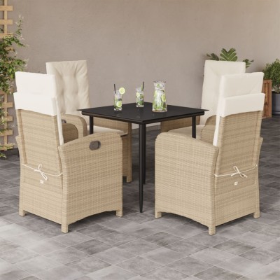 vidaXL Set mobilier de grădină cu perne, 5 piese, bej, poliratan foto