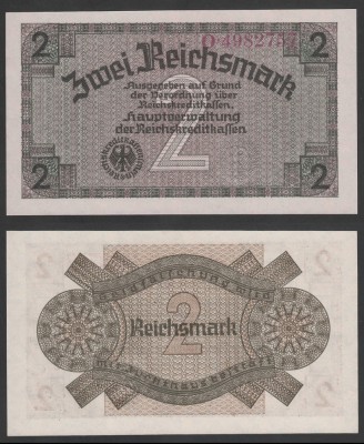 GERMANIA █ bancnota █ 2 Reichsmark █ 1940-1945 █ P-R137a Ro552 █ UNC necirculata foto