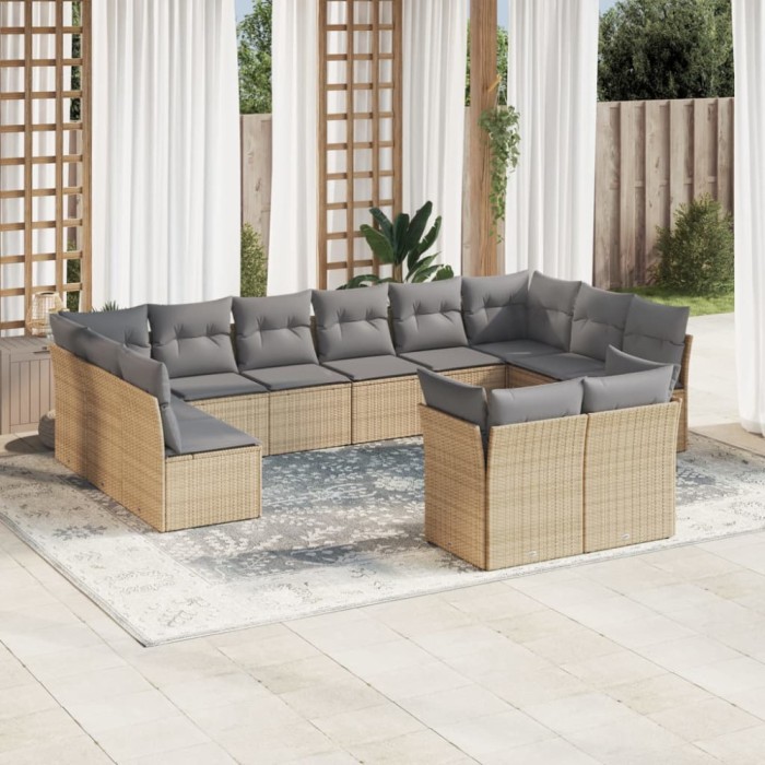 Gossi set canapele de gradina cu perne, 12 piese, bej, poliratan