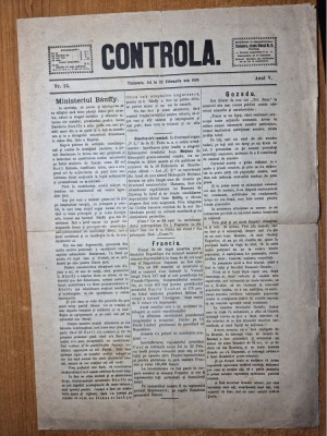 ziarul controla 23 februarie 1899 - ziar din timisoara , romania si socialistii foto