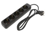 Prelungitor Alimentare LANBERG 3x1mm&sup2; Schuko 5 Prize Guma Negru 1,5m