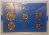 Set Monede Monetarie Suedia, stare excelenta, 1992, 4 monede, 1 jeton, Europa