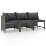 Gossi set mobilier de gradina cu perne, 3 piese, gri, poliratan