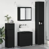 Set de mobilier pentru baie cu sertar 4 pcs Negru Lemn compozit