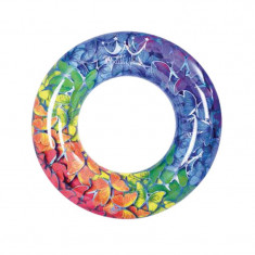 Colac gonflabil pentru plaja sau piscina, 91 cm, Multicolor, Vinil, ATU-V1132