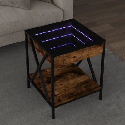 Gossi masuta de cafea cu led infinity, stejar fumuriu, 40x40x49 cm foto