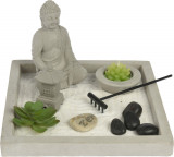 Decoratiune Buddha Zen Garden Square, 20x20x13.5 cm, ciment, Excellent Houseware
