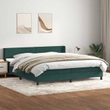 vidaXL Pat box spring cu saltea, verde &icirc;nchis, 180x220 cm, catifea 3318000