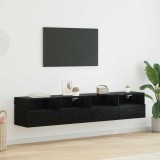 vidaXL Dulapuri pentru TV Pe perete 2 pcs Stejar Negru 80 x 30 x 30 cm 882933