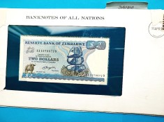 2 Dollars 1980 Zimbabwe-RAR -in pliant de prezentare foto
