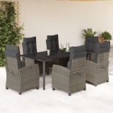 VidaXL Set mobilier de grădină cu perne, 7 piese, gri, poliratan