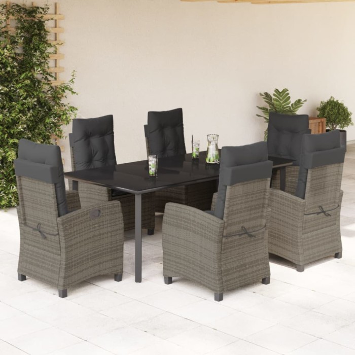 vidaXL Set mobilier de grădină cu perne, 7 piese, gri, poliratan 3212799