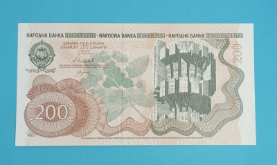 Iugoslavia 200 Dinara 1990 &amp;#039;Kozara&amp;#039; UNC serie: AE 0616082 foto