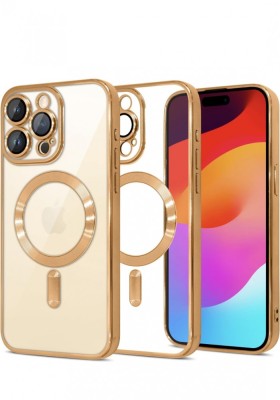 Huse silicon cu incarcare magetica wireless pentru Iphone 15 Pro Max Auriu foto