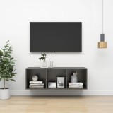 vidaXL Dulap TV montat pe perete, gri, 37x37x107 cm, PAL