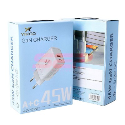 Adaptor priza Yiikoo USB-C + USB-A Fast Charge 45W Y-CGE025 foto