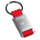 Breloc metalic . rosu. inox. gravat. personalizat cu poza si text